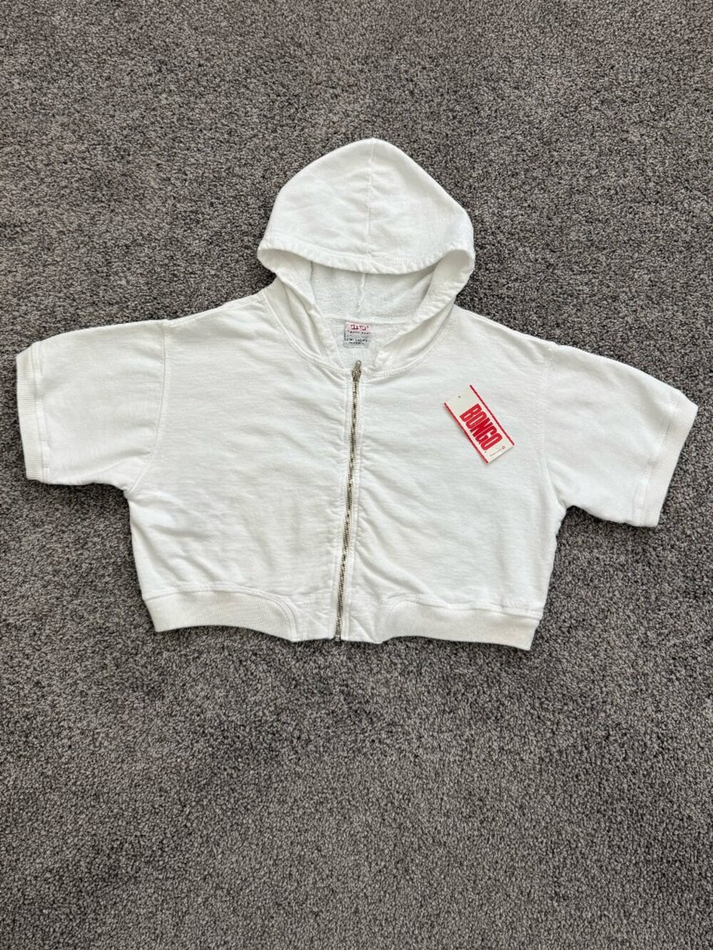 Vintage Bongo Gene Montesano 90s Y2K Cropped Zip Hoodie White L USA Made